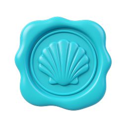 Cyan Scallop Shell Aquatic Icon - 3D Clay Style