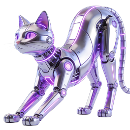 Cyber-Katzen-Roboter-Icon - Futuristischer Chrome-KI-Kater