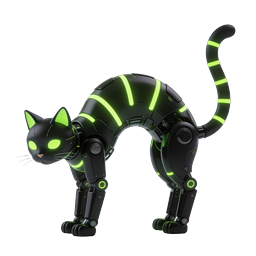 Cyber Robot Cat Icon - Futuristic Neon Green Tech Mascot