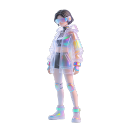 Cyber Girl Holographic 3D Character Icon