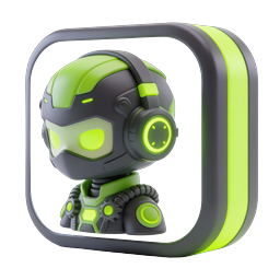 Futuristic Cyber Robot Avatar Icon with Neon Green Glow