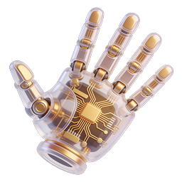 Icono de mano robótica cibernética | Tecnología de IA futurista