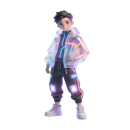 Cyberpunk Boy Neon Character 3D App Icon