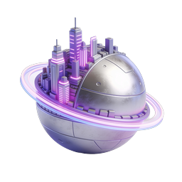 Cyberpunk City Sphere Futuristic 3D Icon