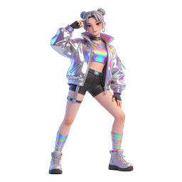 Cyberpunk Holographic Girl 3D Character Icon