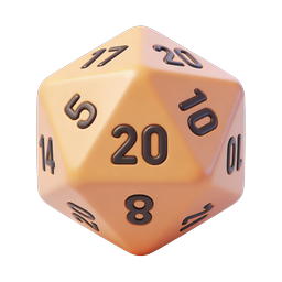 D20 Twenty-Sided Dice Icon - 3D RPG Gaming