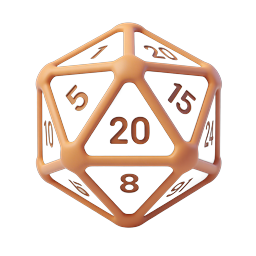 3D Clay-Style D20 Polyhedral Dice Gaming Icon