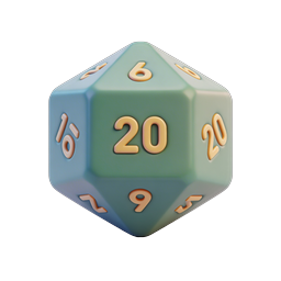 Icono de dado D20 – dado de veinte caras para juegos de rol de mesa 3D
