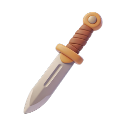 3D Dagger Knife Icon - Clay Style Weapon