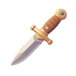 3D Dagger Knife Icon - Medieval Fantasy Weapon