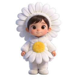 Cute Daisy Flower Child Costume 3D Icon