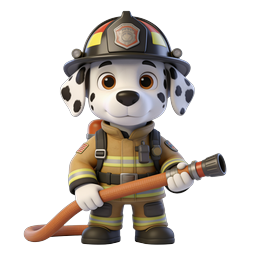 Icône de personnage de chiot dalmatien pompier