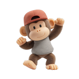 Cute Dancing Monkey Character 3D Icon | Fun Mascot