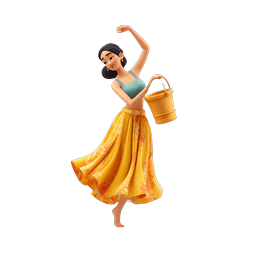 Dancing Woman with Bucket 3D Character Icon