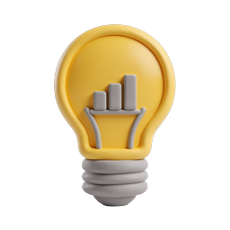 Data Insight Lightbulb Icon - Clay 3D Analytics Symbol
