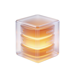 3D Isometric Database Server Icon with Glass Design