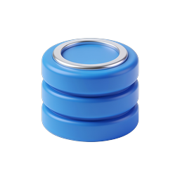3D Blue Database Stack Icon - Data Storage Symbol
