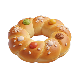 Festive Decorated Bread Ring Icon | 3D Bakery Icon