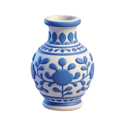 Decorative Blue and White Floral Vase Icon