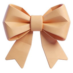 Elegant 3D Decorative Bow Icon | Peach Ribbon