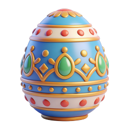 Ornate Decorative Easter Egg Icon - 3D Clay Style
