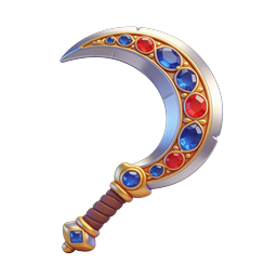 Decorative Sickle Icon with Gems and Golden Handle
