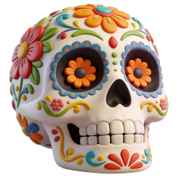 Decorative Sugar Skull Icon - Day of the Dead