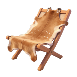 3D-Icon Holzdeckstuhl mit Hirschleder