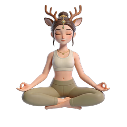 Deer Girl Meditation Yoga 3D Character Icon