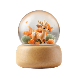Cute Deer Snow Globe Autumn Icon | Realistic Wildlife Design