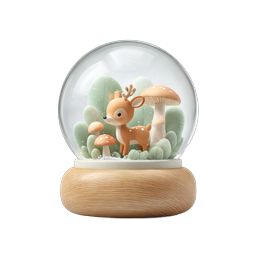 Cute Deer Snow Globe Clay-Style Icon | Whimsical Forest Scene
