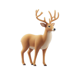 Realistic 3D Deer Stag Icon with Antlers | Wildlife