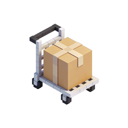 Delivery Box on Hand Truck Isometric Icon