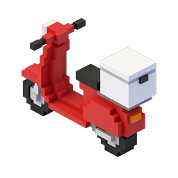 3D Voxel デリバリースクーターアイコン - アイソメトリック輸送