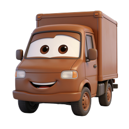 Cute Cartoon Delivery Truck Character Icon