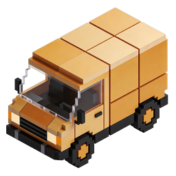 Isometric Delivery Truck Icon - 3D Pixel Van