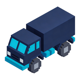 Isometric Delivery Truck Icon - Blue Voxel Style