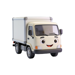 Cute Cartoon Delivery Truck Icon | 3D Character