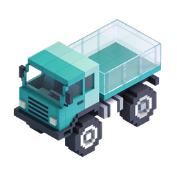 アイソメトリック配送トラック 3D Voxel アイコン | 配送・物流
