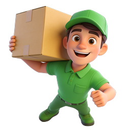 Cheerful 3D Delivery Worker Character Icon