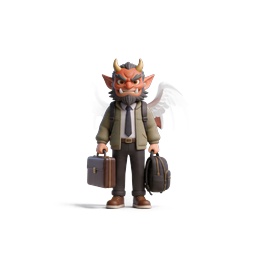 Cute Demon Businessman 3D Character Icon with Wings