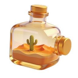 Desert in a Bottle 3D Icon with Cactus & Sand Dunes