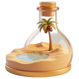 Desert Oasis Bottle Icon - Miniature Tropical Scene