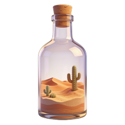 Wüste in einer Flasche – 3D-Natur-Icon