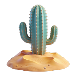 3D Wüstenkaktus-Icon - Sukkulente im Clay-Stil