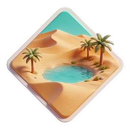 Desert Oasis 3D Clay Icon - Tropical Paradise Scene