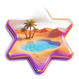 Holographic Desert Oasis Star Sticker Icon