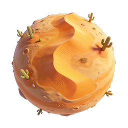 Desert Sphere Planet 3D Icon | Sandy Landscape Globe