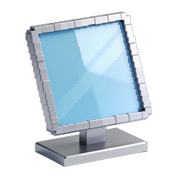 3D Desktop Monitor Icon - Silver Frame Blue Screen