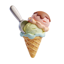 Ice Cream Cone Icon - Deliciously Colorful Dessert Graphic